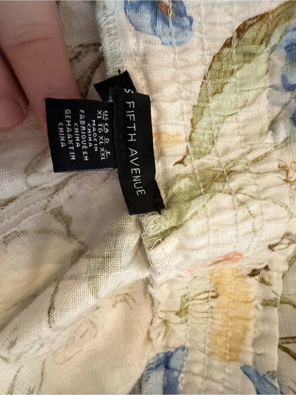 Saks Fifth Avenue Floral Wide Leg Pants 100% Cotton‎ Size XL EUC